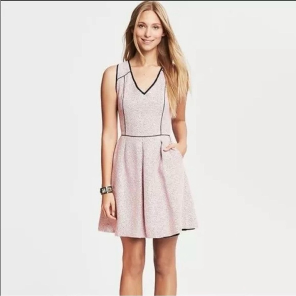 Banana Republic Pink Fit and Flare Mini Dress with V-Neck for Casual Occasions